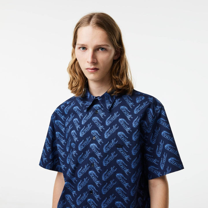 Lacoste Herren Woven T-Shirts 40 Navy Blue/Ethereal, 40 Navy Blue/Ethereal