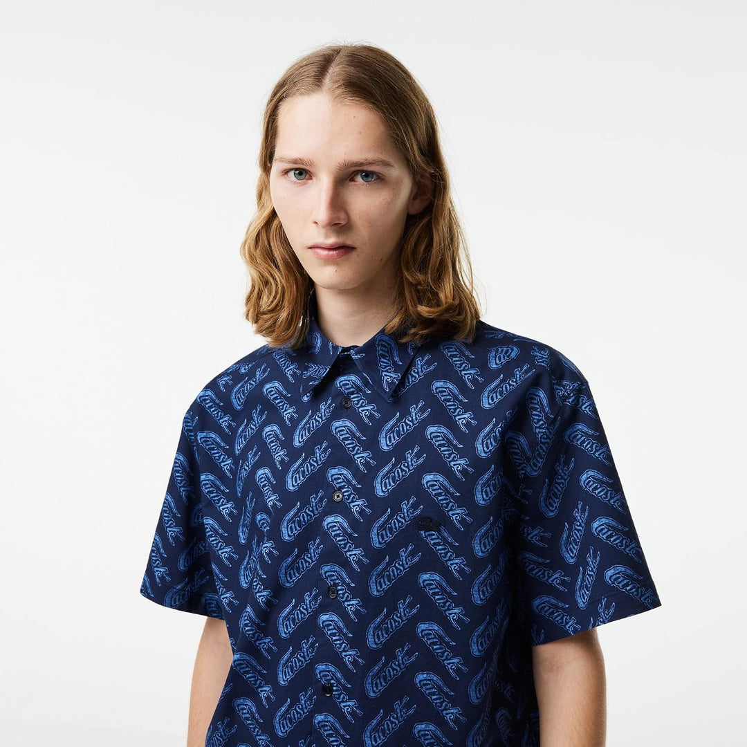 Lacoste Herren Ch5793 Woven T-Shirts 44 Navy Blue/Ethereal, 44 Navy Blue/Ethereal