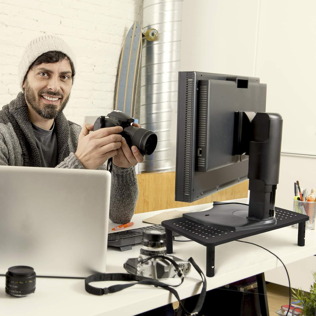 Laptop- und Monitorständer, höhenverstellbarer Bildschirmtisch mit Kühlungslöchern, Computerständer,