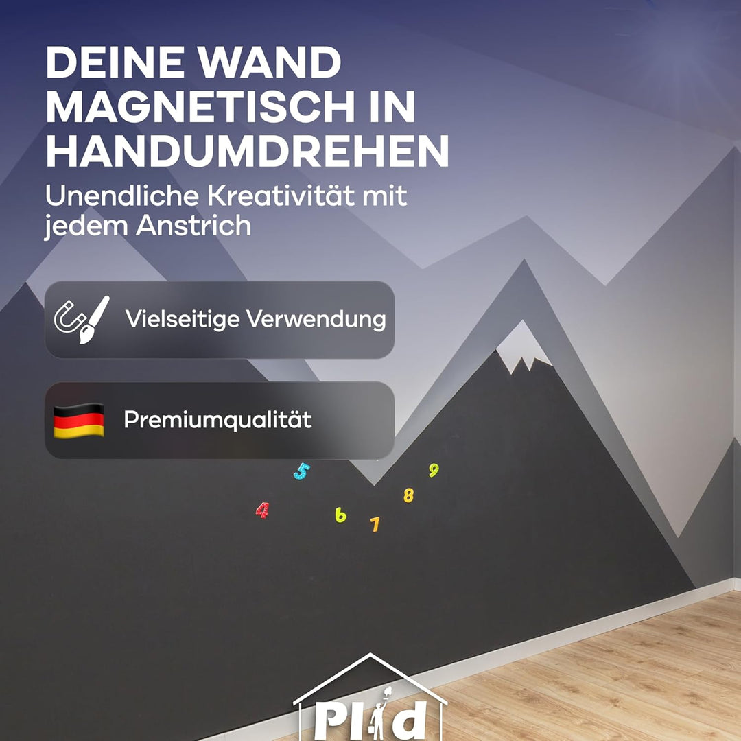 plid® Magnetfarbe Anthrazitgrau - [überstreichbar] - auf Wänden, Türen, Möbeln - z. B. Holz,-Metall-