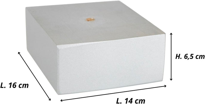 P17| 978 Set 4 Füsse + Schrauben | Satiniertes Silber | Höhe 6,5 cm - L. 16x14 cm | Beine für Sofas,