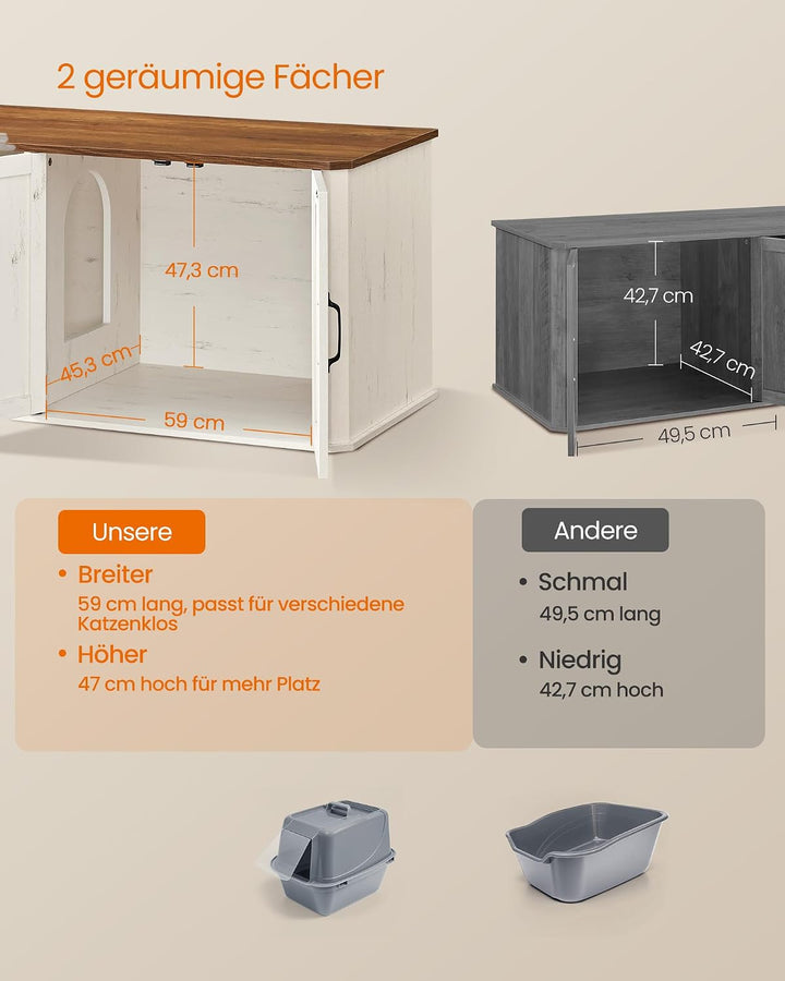 Feandrea Katzenklo-Schrank, Moderne Katzentoilette, Katzenhaus, Vordereingang, Beistelltisch, TV-Sch