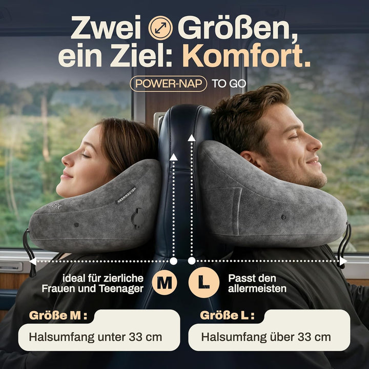 HELDENWERK® Air Nackenkissen Flugzeug Aufblasbar | Reisekissen für 5 Schlafpositionen, schnell aufbl