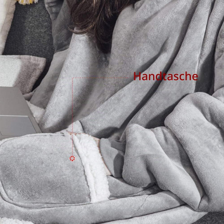 Emwwat Extra Lange Hoodie Decke, Übergrosse Sherpa Hoodie Decke für Damen und Herren, tragbare Decke