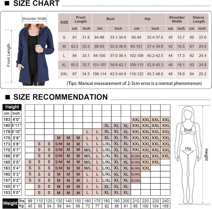 Tuopuda Damen Hoodie Jacke Oversize Reissverschluss Winterjacke Langarm Mantel Winter Warm Cardigan