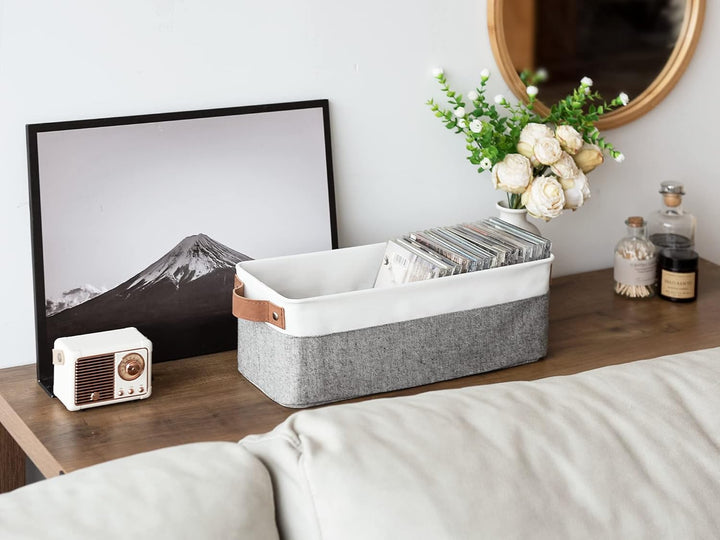 StorageWorks Schmale Aufbewahrungskorb Bad, Robuste Schrank Organizer, Körbe Aufbewahrung mit Griffe