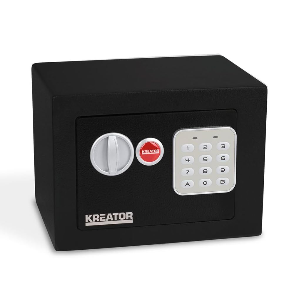 Kreator KRT692007 Minitresor Safe Tresor mit elektronischem Code Zahlenschloss 170x230x170mm