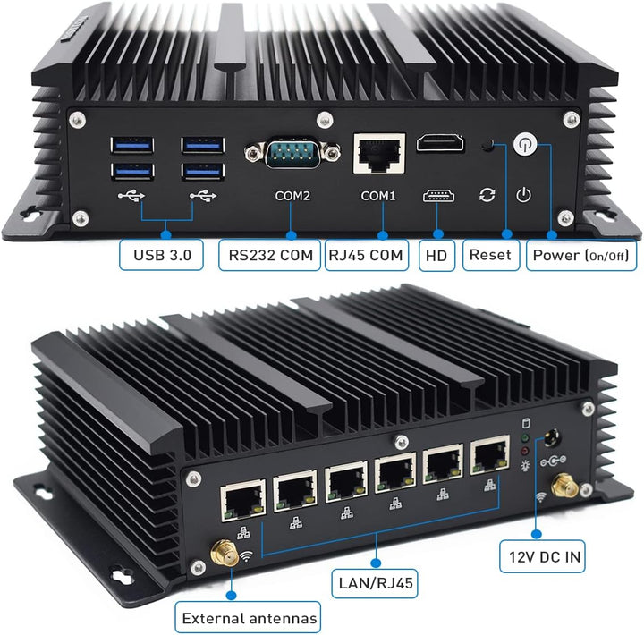 HISTTON Lüfterloser Firewall PC, Firewall Hardware, OPNsense, VPN, Network Security Appliance, Route