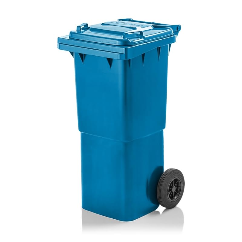 Mülltonne 60L mit Deckel und Rädern | Robuster Abfallbehälter aus HDPE | EN 840 Zertifiziert | UV-be