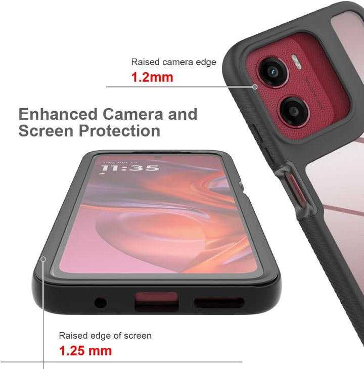 Kompatibel mit Motorola Moto E15/G25/G15/G05 Hülle, 360° Grad vollschutz Stossfest Handyhülle Transp