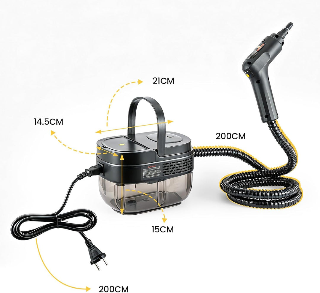 Youyijia Dampfreiniger Handgerät, Tragbarer Steam Cleaner mit 19 Zubehörteilen, 1600ml Tank, 3 Dampf
