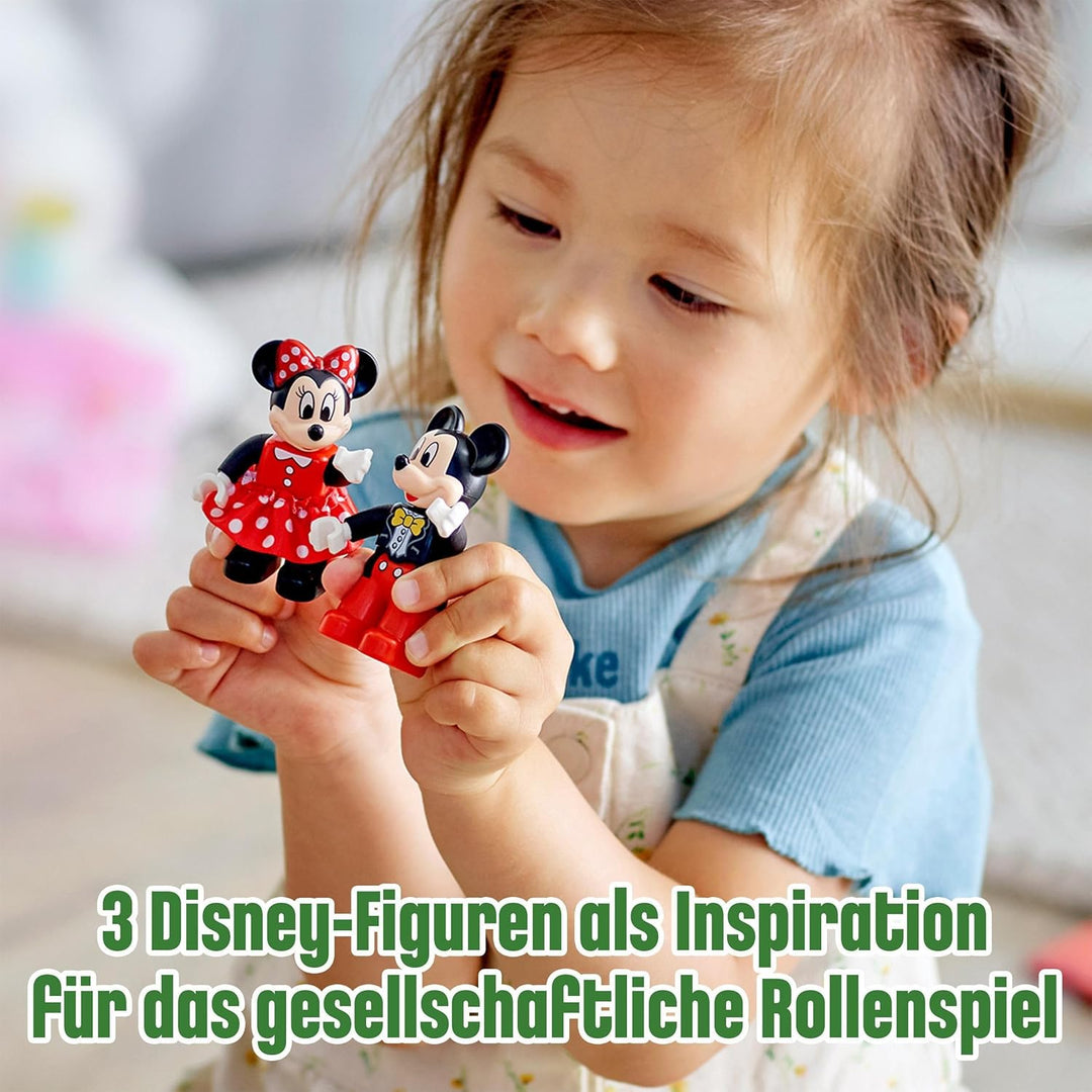 LEGO DUPLO | Disney Mickys und Minnies Geburtstagszug, Zug-Spielzeug mit Kuchen und Ballons, inkl. M