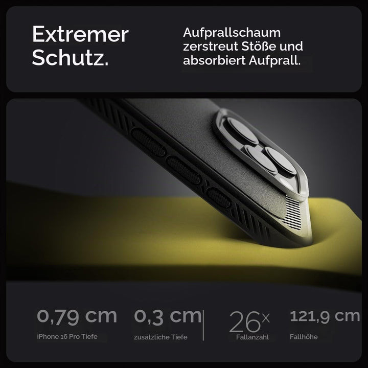 Spigen Rugged Armor MagFit Hülle für iPhone 16 Pro, Kompatibel mit MagSafe Zubehör -Matte Black iPho