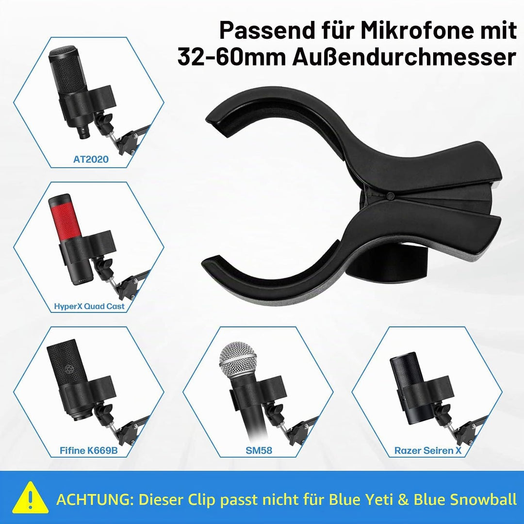 BILIONE 1 x Mikrofonclip verbesserter, verstellbarer Mikrofonhalter für Mikrofone mit Aussendurchmes