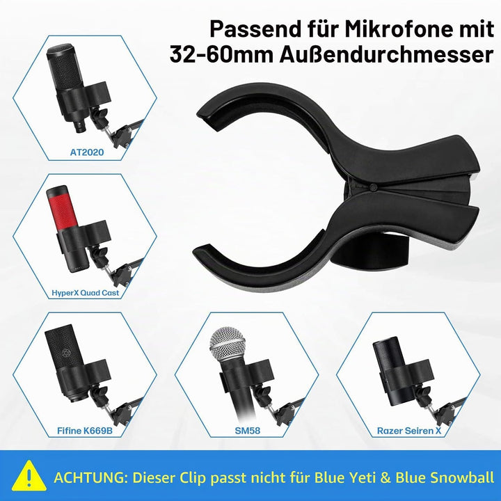 BILIONE 1 x Mikrofonclip verbesserter, verstellbarer Mikrofonhalter für Mikrofone mit Aussendurchmes
