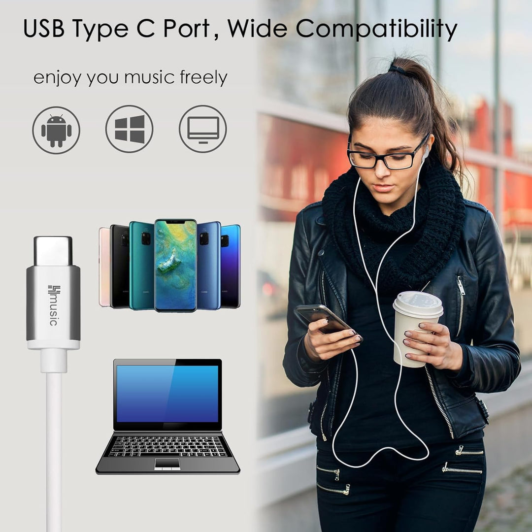 Hmusic Schlafkopfhörer, 30dB Geräuschisolierung, 2g leicht, USB C Komfortable Schlaf-Ohrhörer, flach
