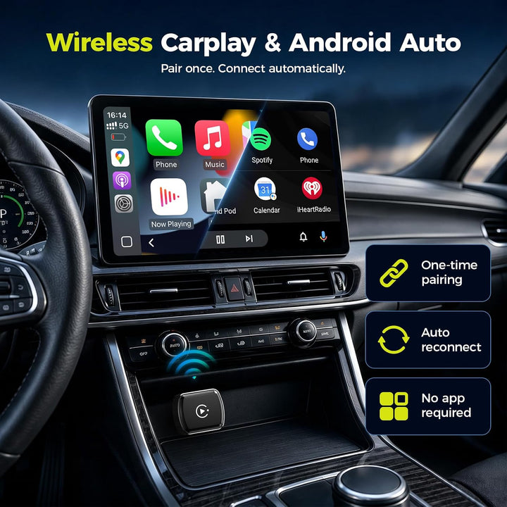 LAMTTO Carplay Wireless Adapter für iPhones &amp; Android Auto AirPlay Miracast