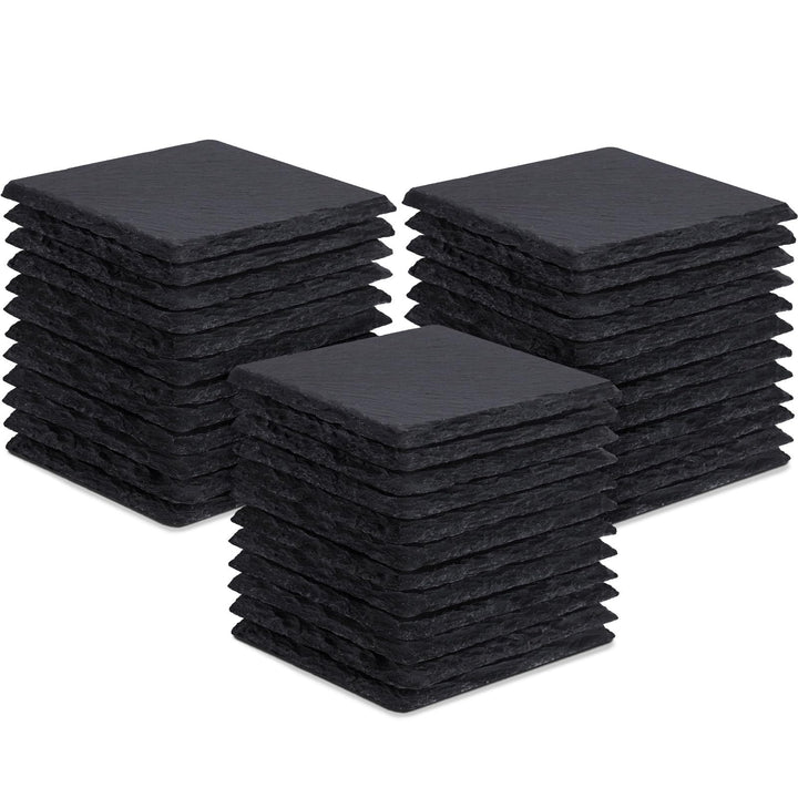 36 Stück Schiefer-Getränkeuntersetzer, GOH DODD 4 Zoll Schwarze Steinuntersetzer Set, Lasergravierte