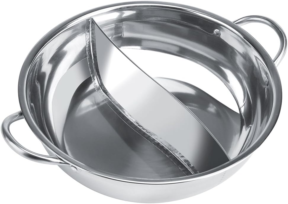 Dicker Hot Pot aus Edelstahl mit Zwei Geschmacksrichtungen und Induktionsherd Verwendbar (30cm), 30c