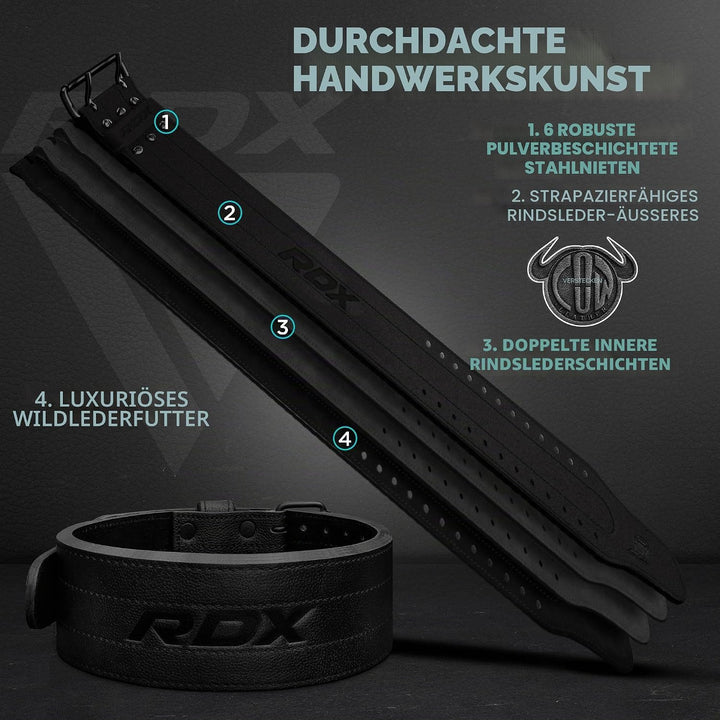 RDX Gewichthebergürtel Leder IPF Konform 13mm & 10mm – USAPL, USPA & IPL Wettbewerb Powerlifting Gür