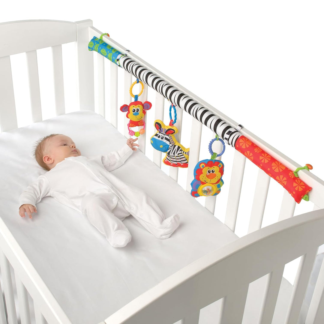 Playgro Krabbeldecke mit Spielbogen, Mit abnehmbarem Spielzeug, Ab 0 Monate, Safari Super Gym, Bunt,