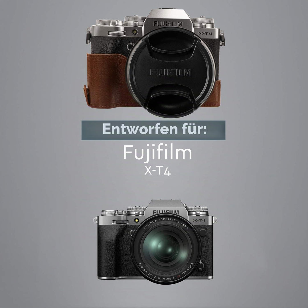 MegaGear MG1924 Ever Ready Kameratasche aus Echtleder, für Fujifilm X-T4, Braun, Braun