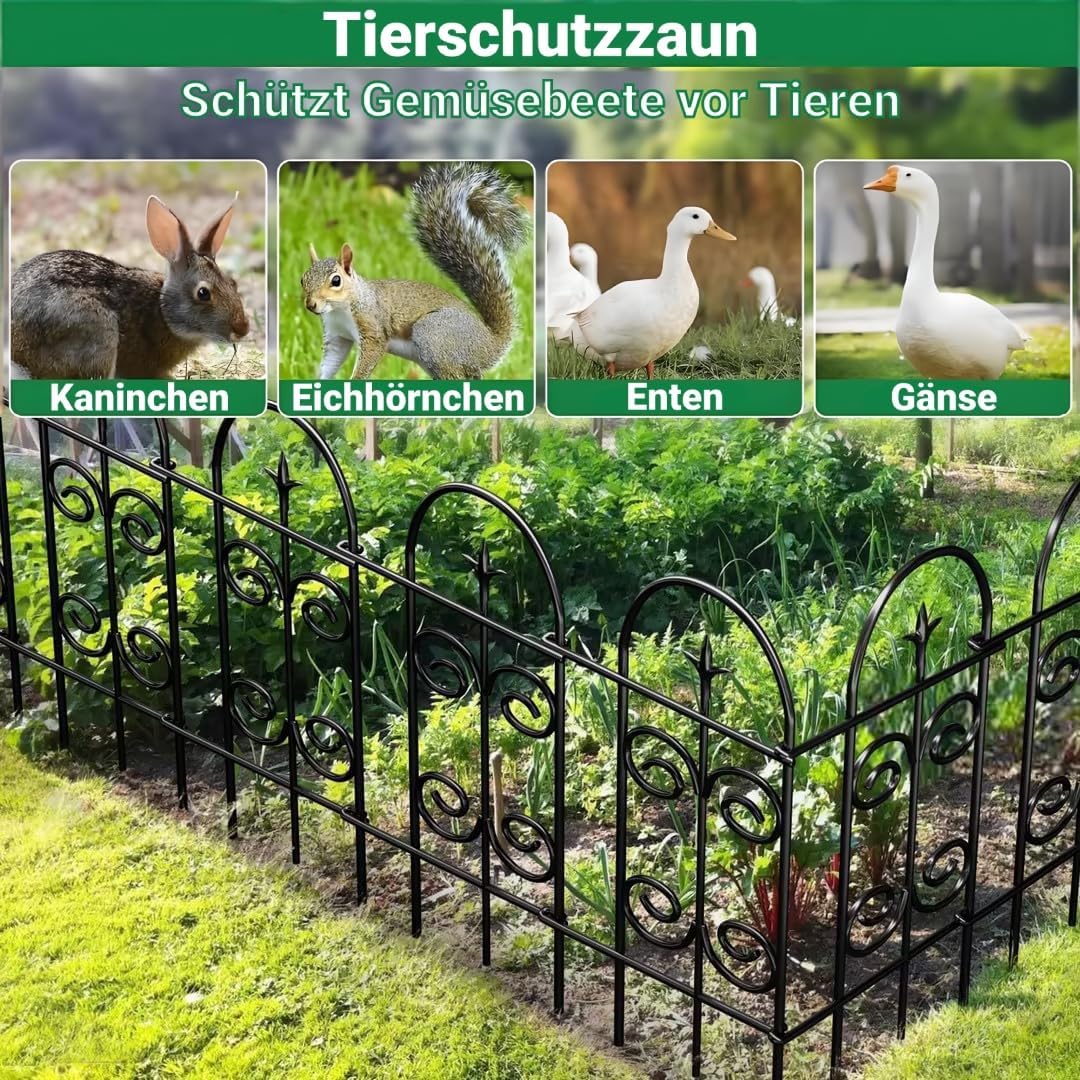 Amagabeli Beetzaun Metall 81cm(H) x38cm(L)-7P Gartenzaun Metall Zaunelementen Gartenzäune Dekorative