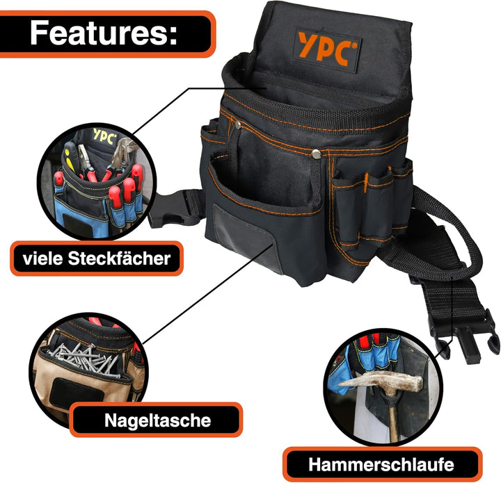 YPC Presto Werkzeug Gürteltasche XL – Werkzeuggürtel, Arbeitsgürtel, wasserfeste Werkzeugtasche mit