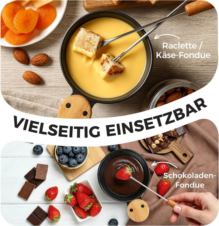 2 Stück Mini Raclette Grill Set, Rot