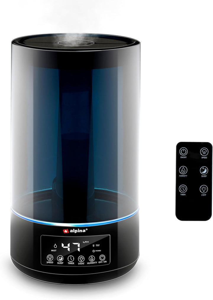Alpina Luftbefeuchter - 4.3L - Ultrasonic Nebel - mit Timer - Aromatherapien - Nachtlicht - Fernbedi
