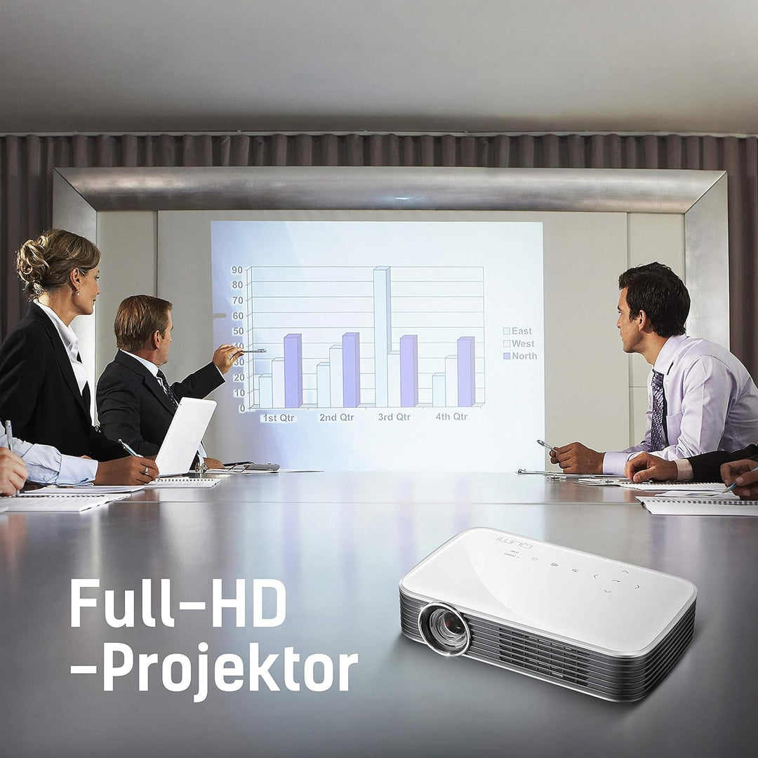 vivitek Qumi Q8, kompakter Full HD-Projektor im Taschenformat, LED Beamer, 1.000 Lumen, Wireless, 19