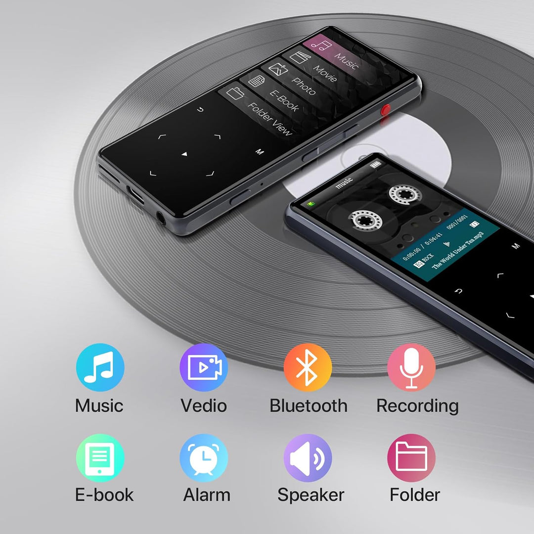 HIFI WALKER M7-128GB MP3 Player mit Bluetooth 5.0, 2,4 Zoll Touchscreen-Musikplayer mit Lautsprecher