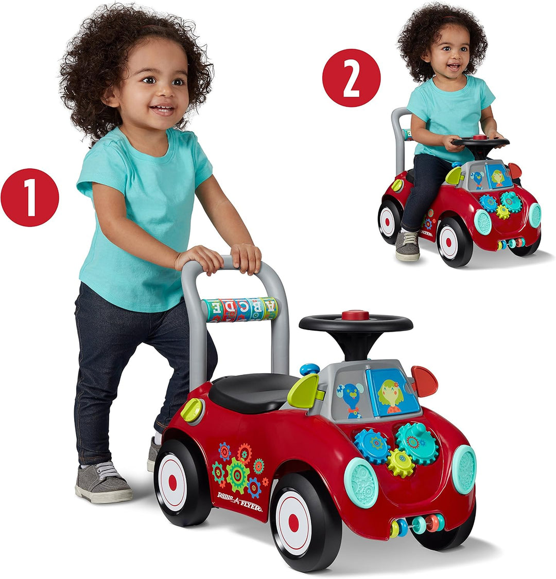 Radio Flyer Busy Buggy, Sit to Stand Toddler Ride On Toy, Ages 1-3, Red Kids Ride On Toy