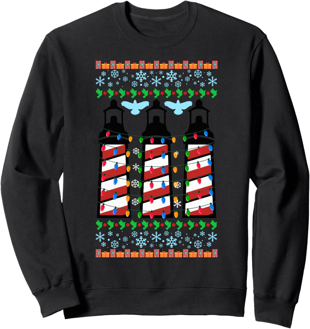Ugly Christmas Weihnachtsfeier Leuchtturm Motiv Sweatshirt