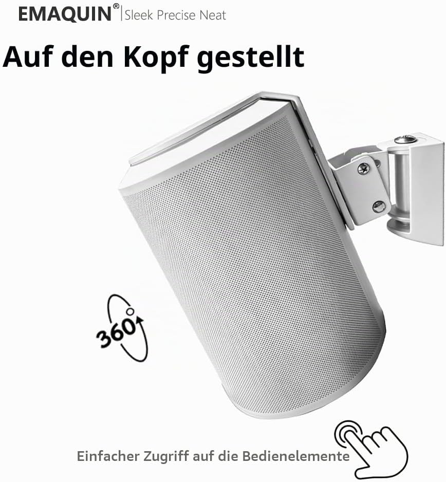 EMAQUIN Wandhalterung Paar(2 Stück) für Sonos Era 100 Lautsprecher(Schwenkbar und neigbar,kompatibel