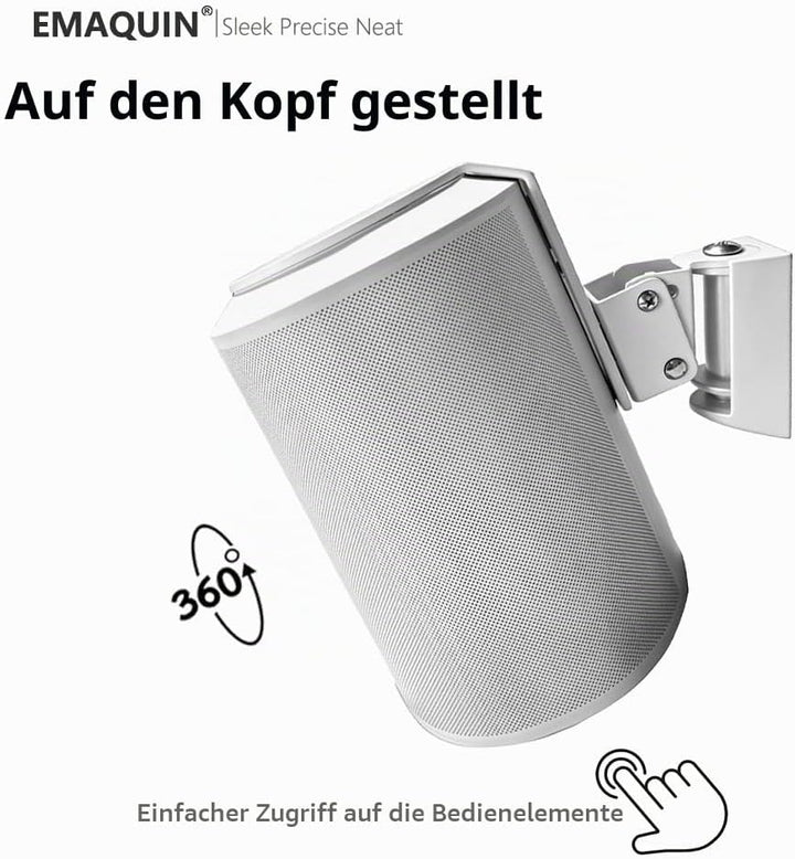 EMAQUIN Wandhalterung Paar(2 Stück) für Sonos Era 100 Lautsprecher(Schwenkbar und neigbar,kompatibel