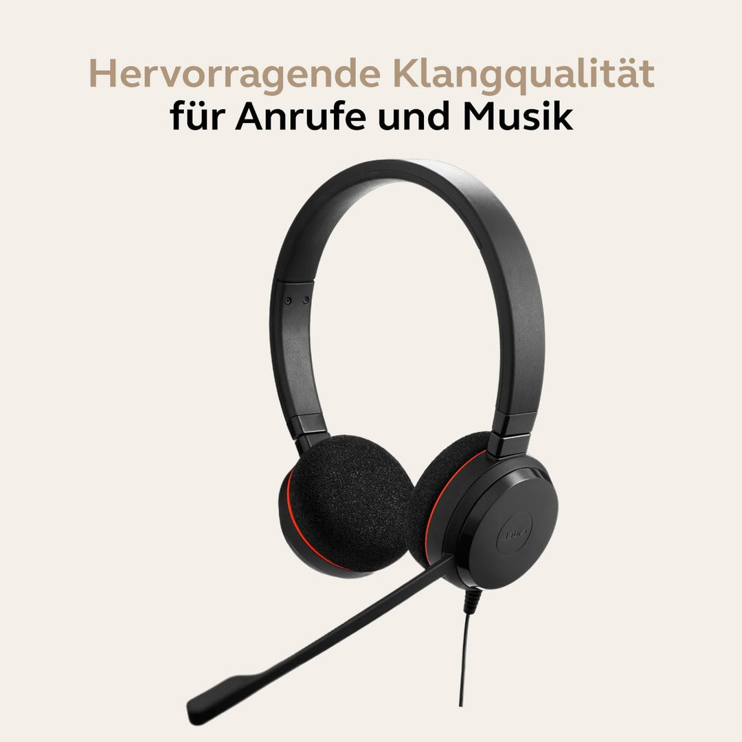 Jabra Evolve 20 UC Stereo Headset – Unified Communications Headphones for VoIP Softphone with Passiv