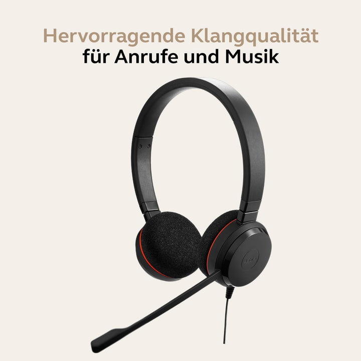 Jabra Evolve 20 UC Stereo Headset – Unified Communications Headphones for VoIP Softphone with Passiv