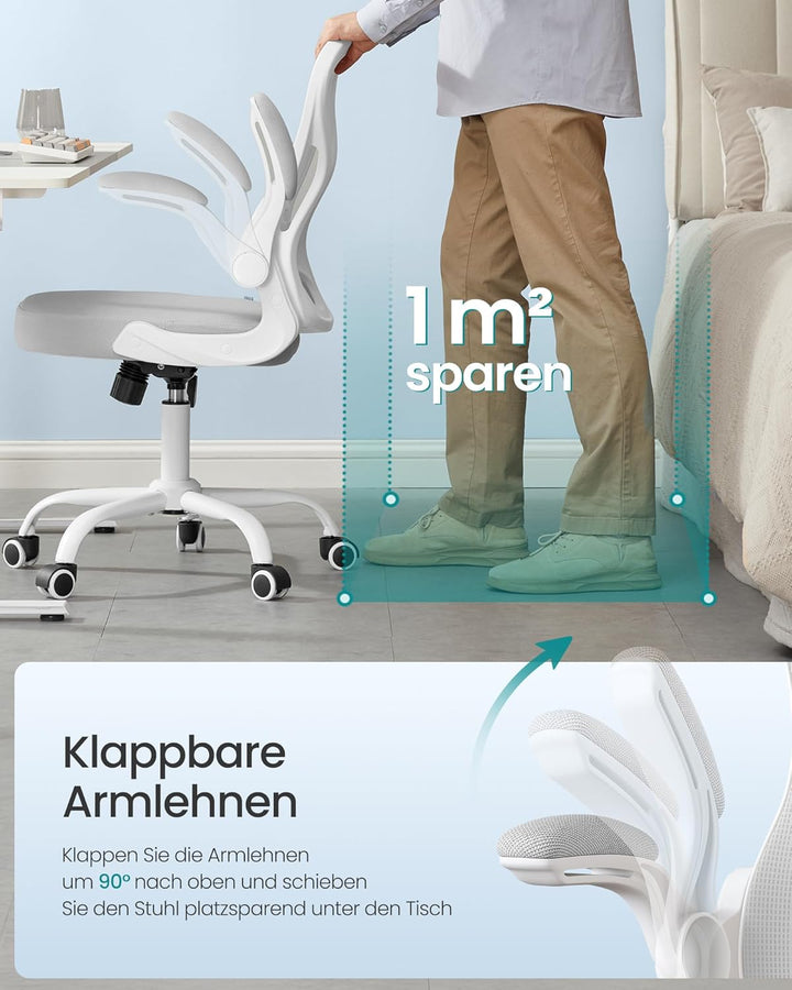 SONGMICS Bürostuhl ergonomisch, Drehstuhl mit Netzgewebe, Schreibtischstuhl mit Lendenstütze, Wippfu