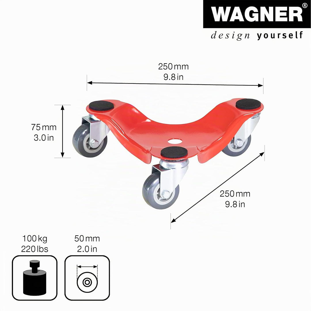 WAGNER Transporthilfe MM 1196 I 25 x 25 x 7,5 cm - Tragkraft 100 kg - ideal für sperrige Lasten &amp; Um