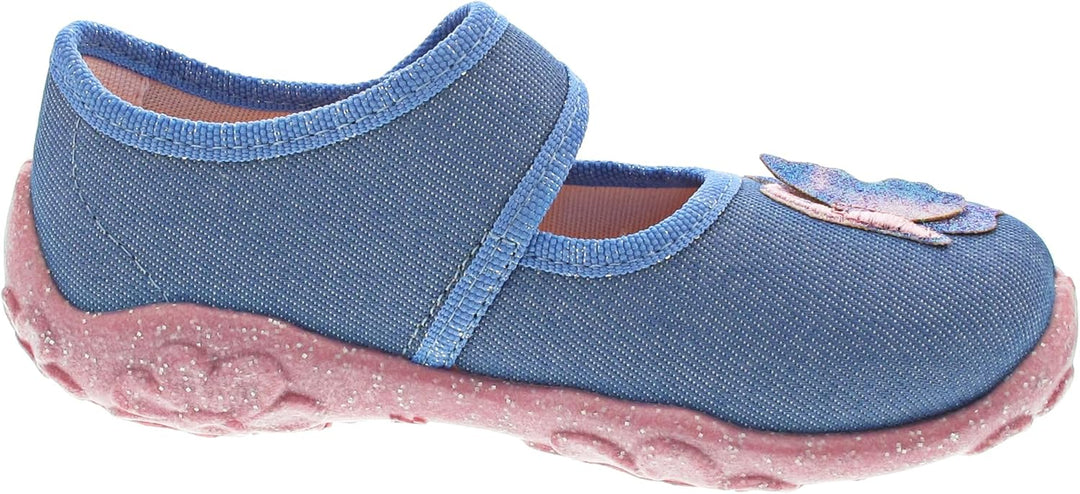 Superfit Mädchen Bonny Hausschuhe 23 EU Blau Rosa 8020, 23 EU Blau Rosa 8020