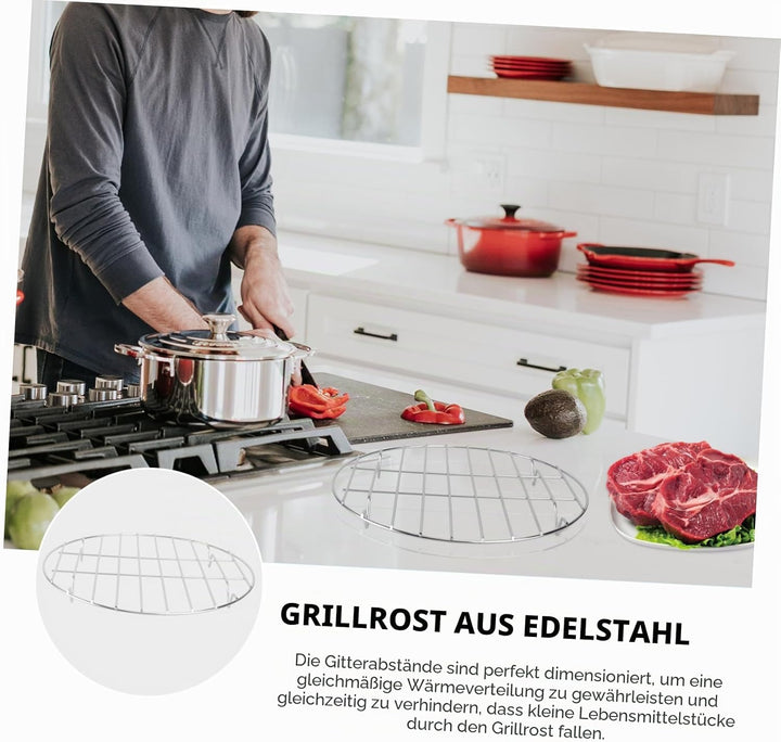 Grillrost Rund 25cm aus Edelstahl Feine Verarbeitung Gitterabstand für Kleine Lebensmittel für Mikro