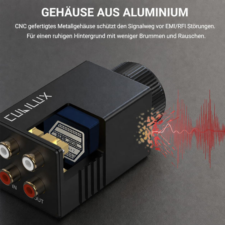 Cubilux High Precision RCA Lautstärkeregler, passiver In-Line RCA Bassregler, Desktop Preamp Audiost