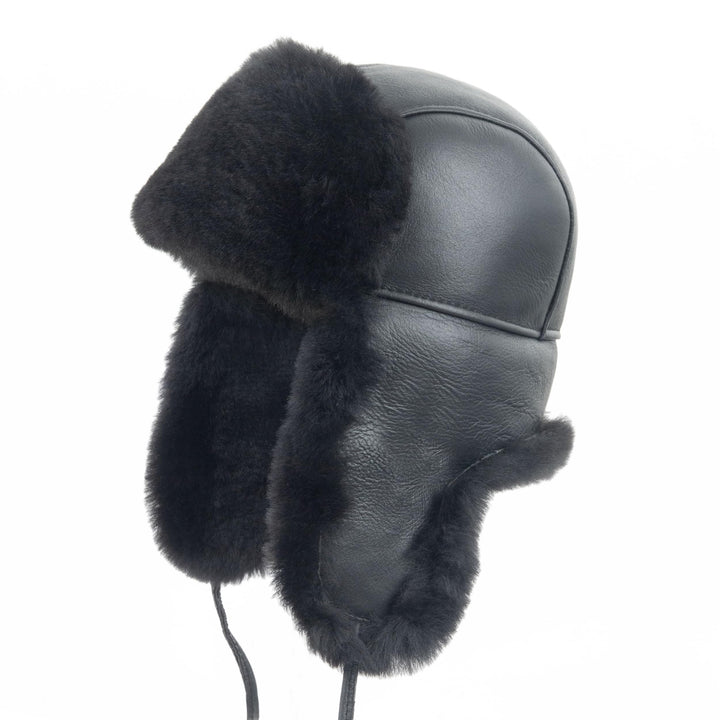Zessano Leder Flieger Russische Ushanka Trapper Winter Pelz Hut - Unisex Shearling 100% Leder Schaff