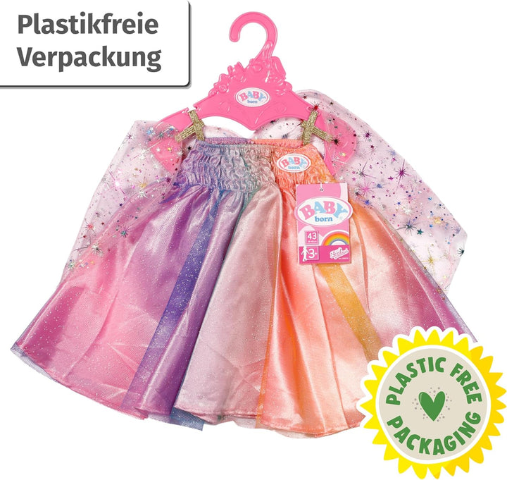 Baby Born Regenbogenkleid, Puppenkleid mit Flügeln und Glitzer für 43cm Puppen, 836132 Zapf Creation