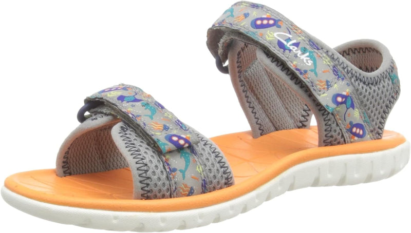 Clarks Mädchen Surfing Tide K Sandal 24 EU Weit Grau, 24 EU Weit Grau