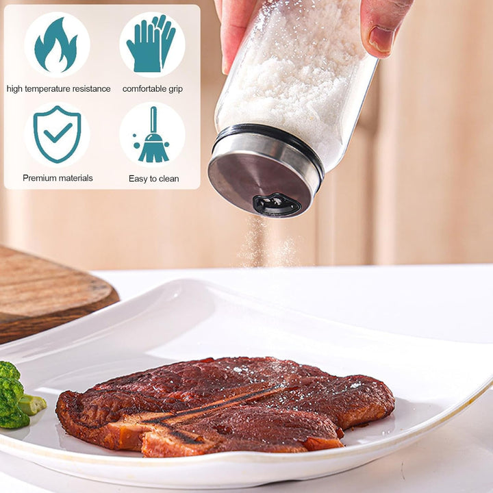 Gykutix 4 Stück 300ml Gewürzgläser mit Drehdeckel, Gewürzstreuer Glas, Gewürzdosen mit 4 Arten von G