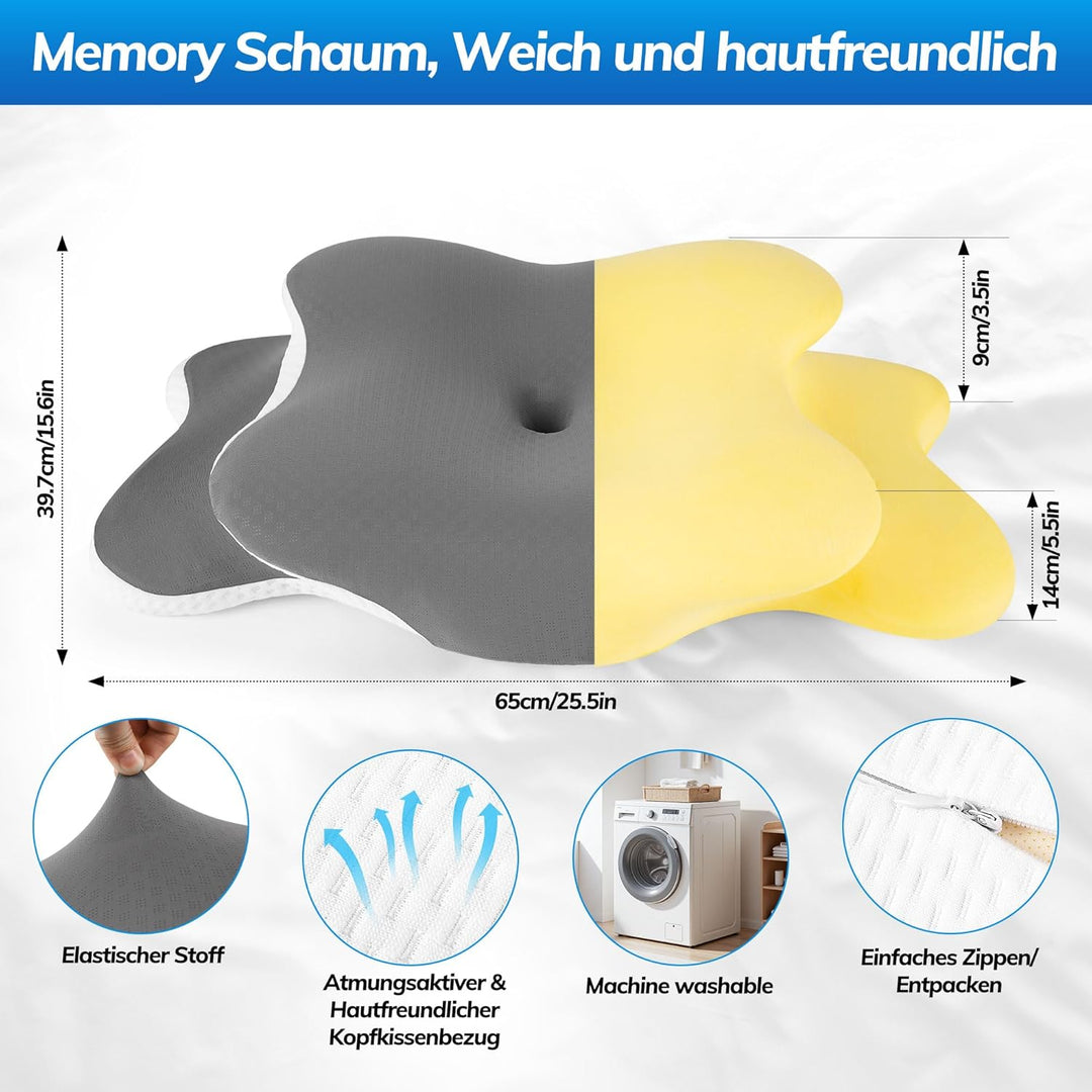 Orthopädisches Kissen, Memory Foam Kissen, Ergonomisches Kopfkissen Vermindert Nackenschmerzen, Kopf