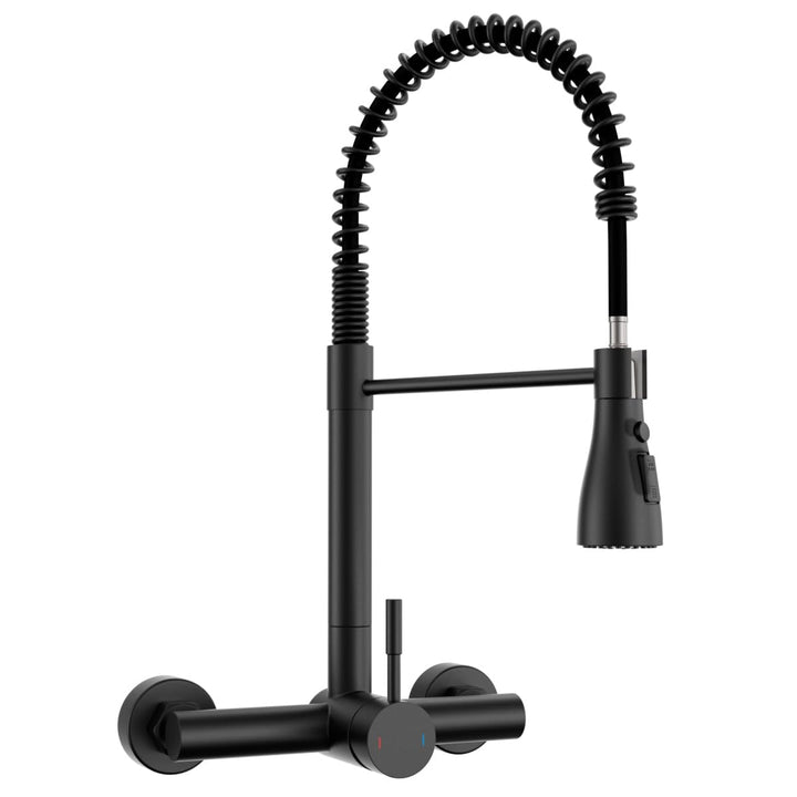 APPASO Wasserhahn Wandmontage (15cm Lochabstand) | Schwarz Matt armatur küche 3 Strahlarten & 360° d