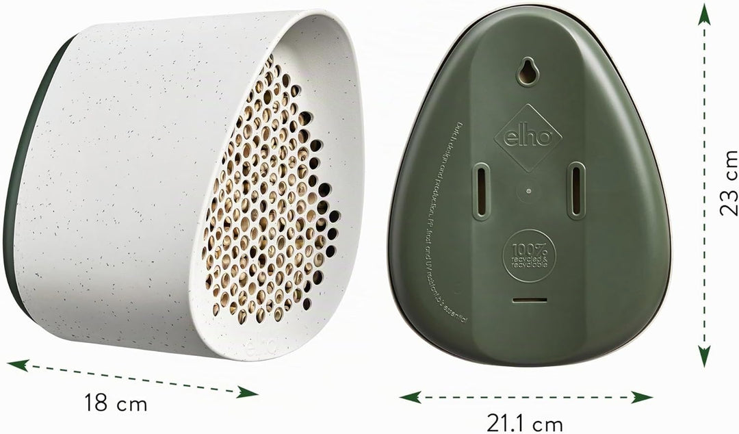 Elho Essential Bee Hotel 18cm - Insektenhotel für Bienen - 100% recyceltes Plastik - L18 x B21.1 x H
